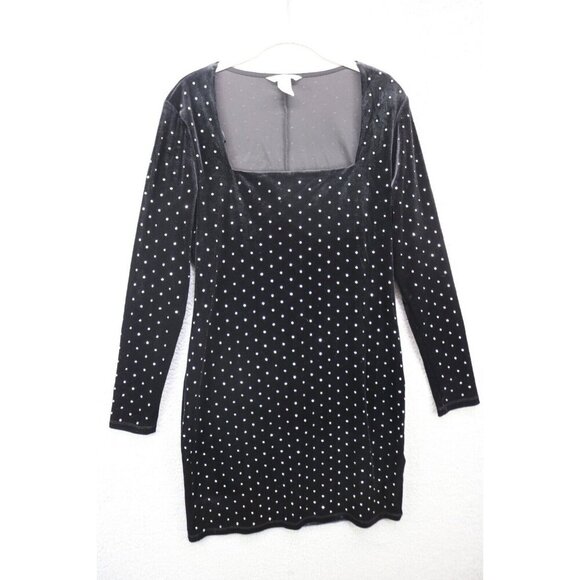 H&M Dresses & Skirts - H & M Long Sleeve Black Velvet Studded Dress-Large-Whimsigoth